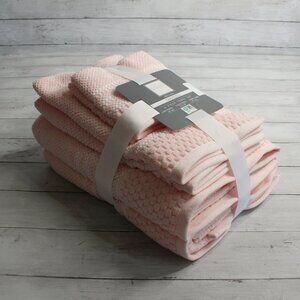 Soho Bath Towel Set 100% Cotton Pink Bath Hand Washcloth 6 Piece